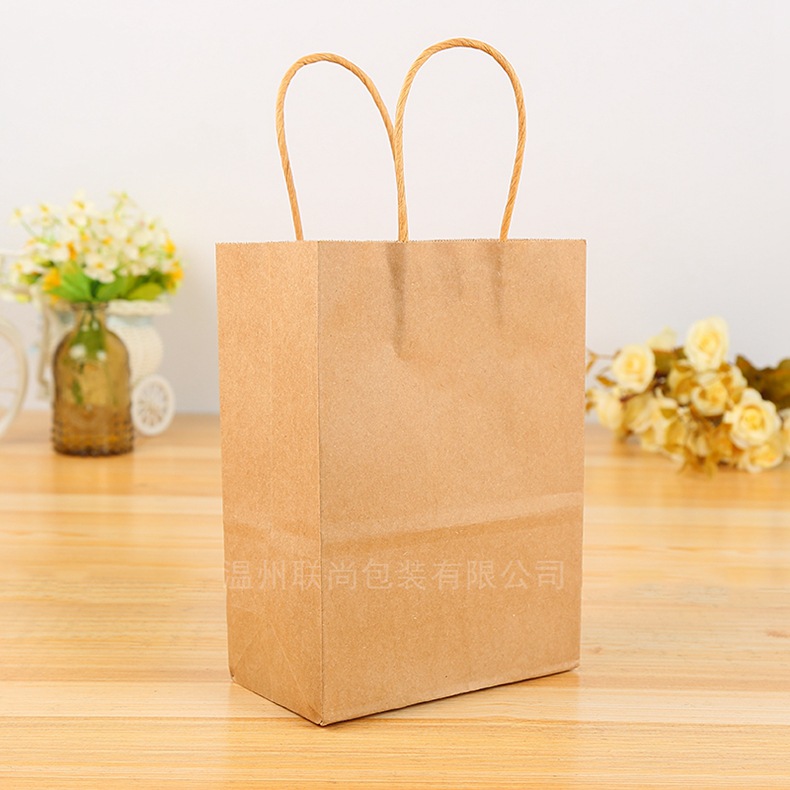 空白牛皮纸手提礼品纸袋定做服装包装纸袋批发食品外卖打包袋定制图片