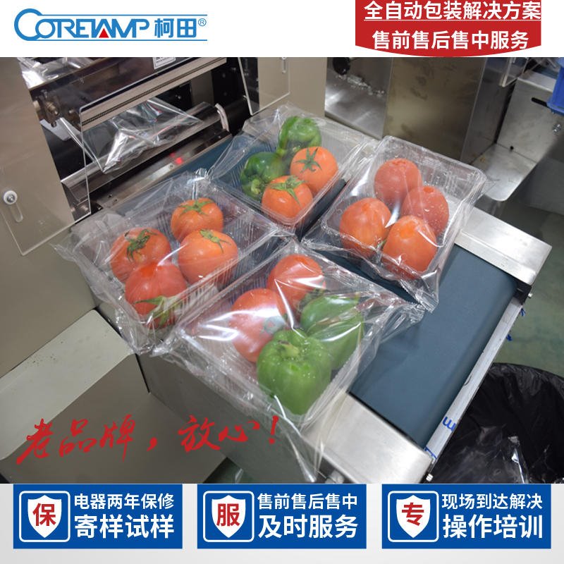 新鲜瓜果保鲜膜包装机 全自动托盘蔬果蔬菜回转式包装机 实力厂家