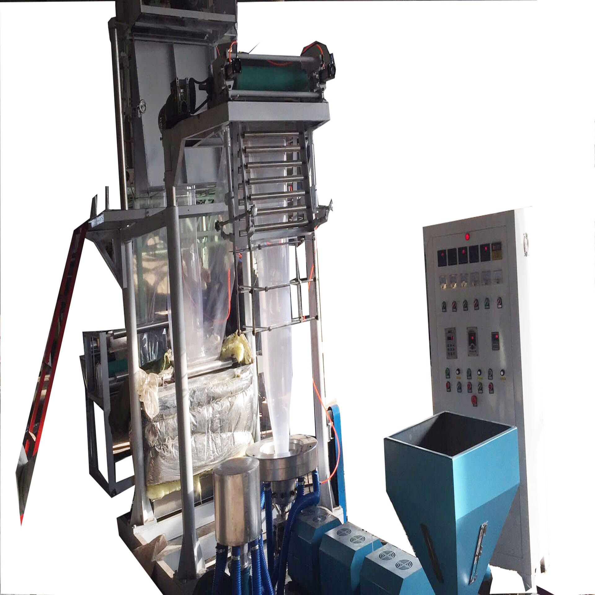 热收缩膜机 可以生产多种型号热收缩膜的pvc热收缩膜机生产中图片