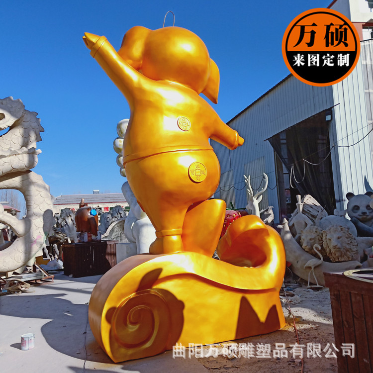 玻璃钢大金猪雕塑 新年节日活动美陈大型雕塑定制 可爱卡通猪示例图10