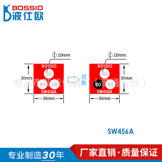 波仕欧SW456A组合式测温纸 变色示温贴片 温度试纸 热敏贴纸 感温胶贴 防水 生产厂家定制