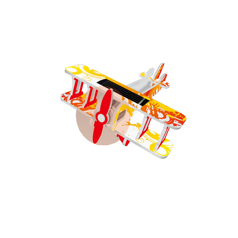 儿童3D立体太阳能飞机模型玩具儿童新奇特益智节能式飞机模型批发示例图2