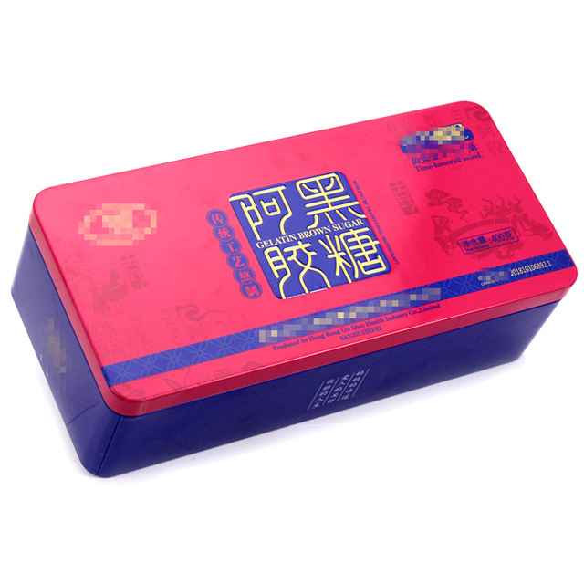 马口铁罐厂家 长方形红糖铁盒包装定制 麦氏罐业 阿胶黑糖铁罐包装 上海 食品马口铁盒
