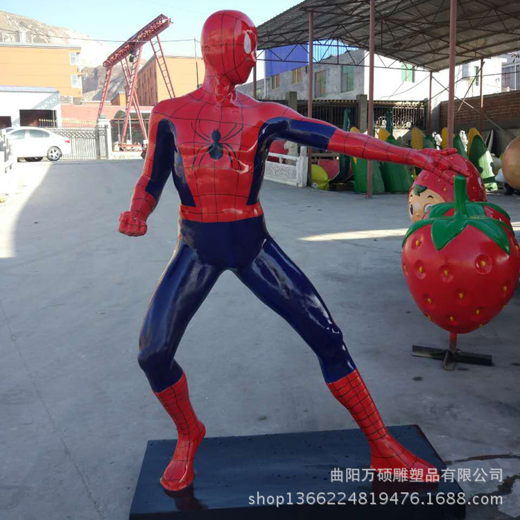 厂家生产加工定制玻璃钢游戏人物雕塑 复仇者联盟蜘蛛侠雕塑示例图2