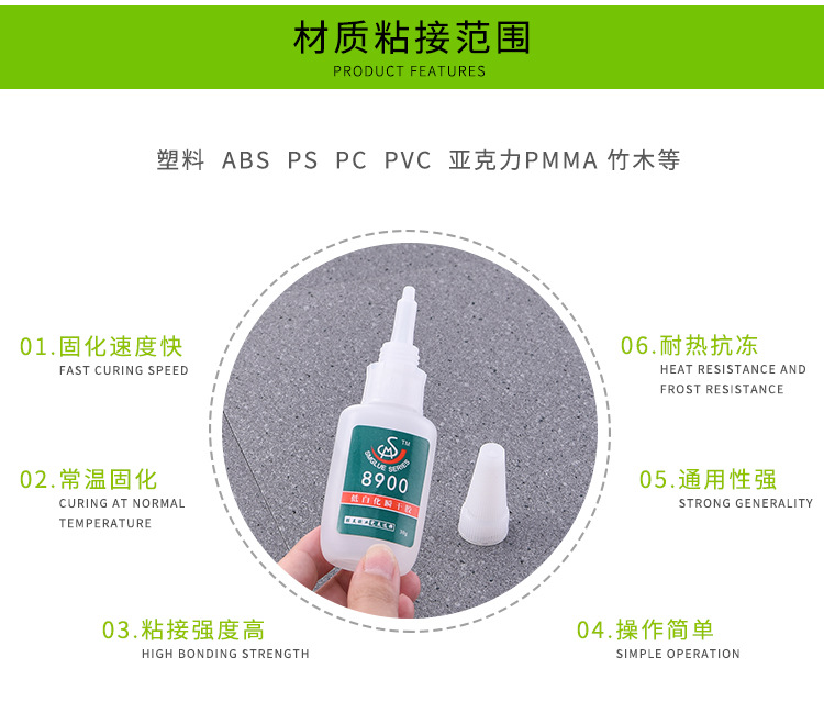 低白化塑料专用胶水 透明粘合 ABS-PS-PC-PV75-K料强力胶合剂示例图5