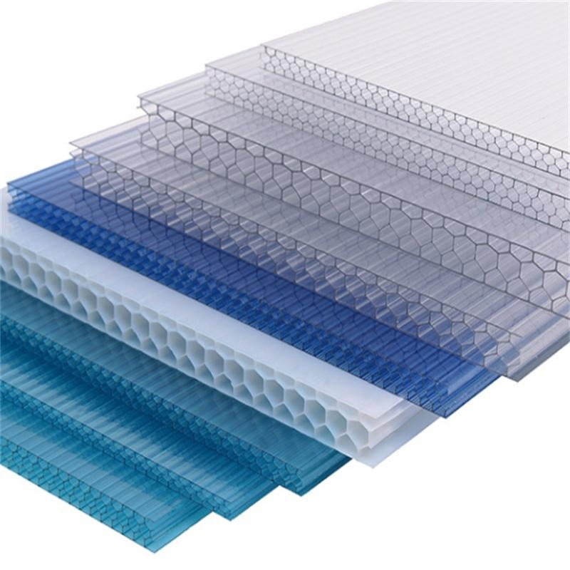 合肥蓝色阳光板雨棚 爱硕6mmpc阳光板 聚碳酸酯蜂窝板每平方批发价格
