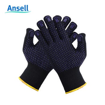 ANSELL/安思尔 76-501 聚酯纤维带PVC点塑手套  ANSELL/安思尔 耐磨防割防滑舒适耐用PVC点塑手套