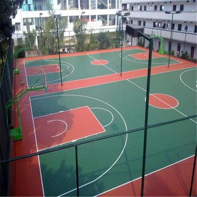奥美佳 塑胶篮球场铺装 环保硅PU篮球场定制 标准室外篮球场造价