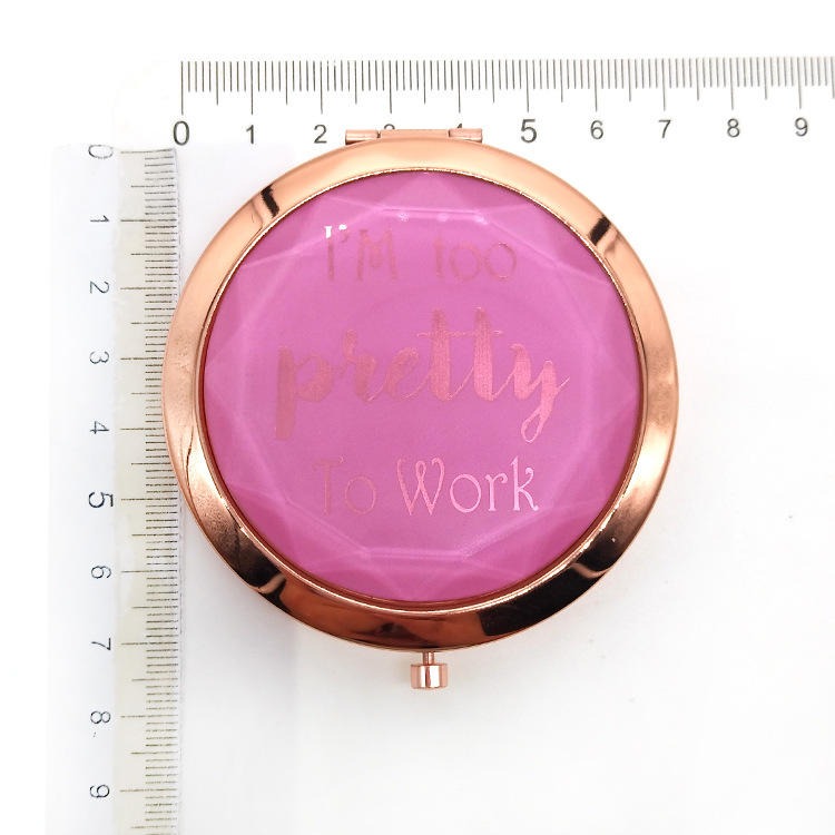 礼品镜子网红化妆镜圆形折叠双面手持镜子金属水晶化妆镜通过ISO认证厂家定制