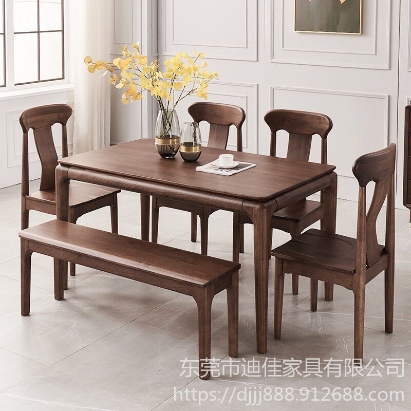 广州北欧餐桌椅组合 家用简约白橡木风格家具小户型日式原木色实木桌子 酒店餐桌椅 北欧风格餐桌椅 中西餐桌椅