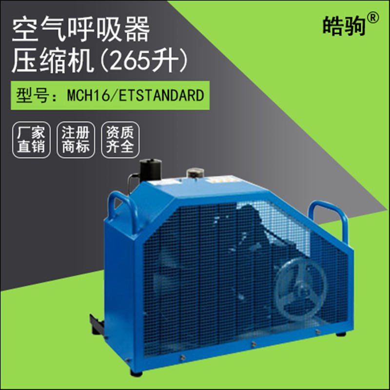 皓驹MCH16大功率265L潜水充气泵 小型压缩机 空气呼吸器充气泵 呼吸瓶压缩机图片