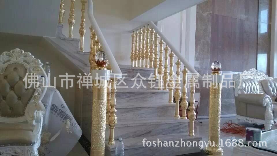 厂家直销 24K金铜铸造件立柱 装饰别墅酒店楼梯 欢迎来图定制示例图7