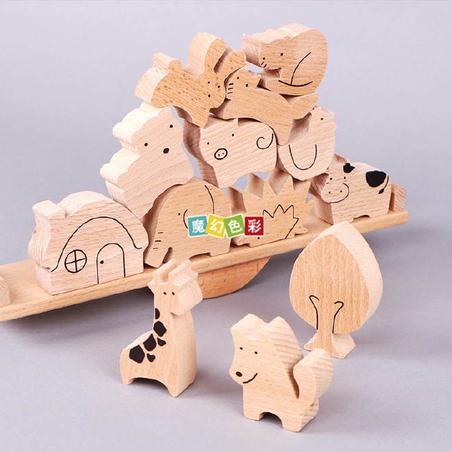 厂家直销 儿童益智玩具数学教具 木制平衡玩具 玩具天平堆搭积木示例图2