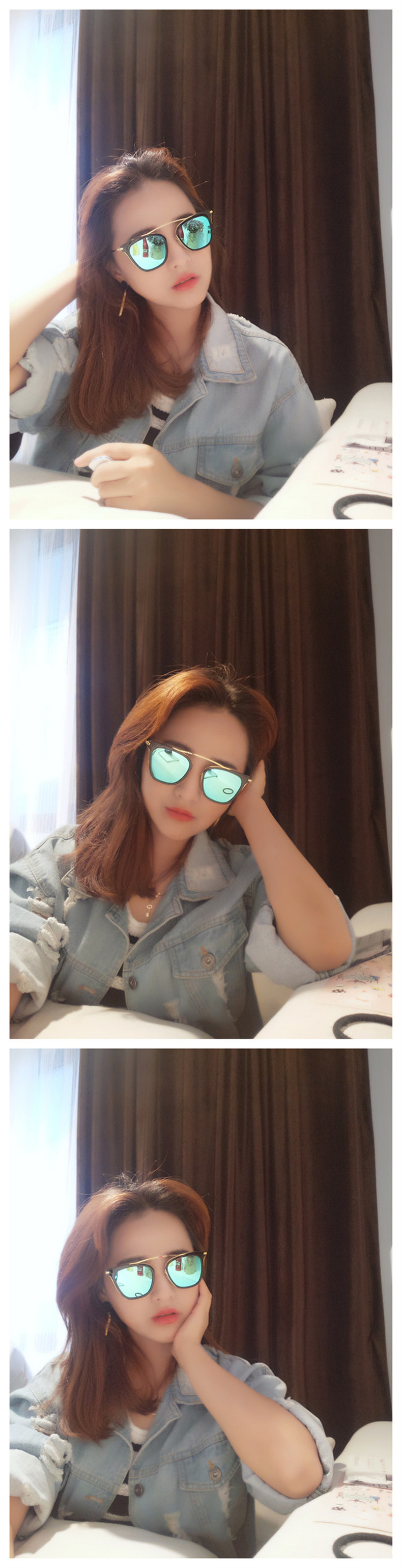 喜哥同款2016新款复古大框太阳眼镜女潮圆脸个性透明反光墨镜韩版示例图5