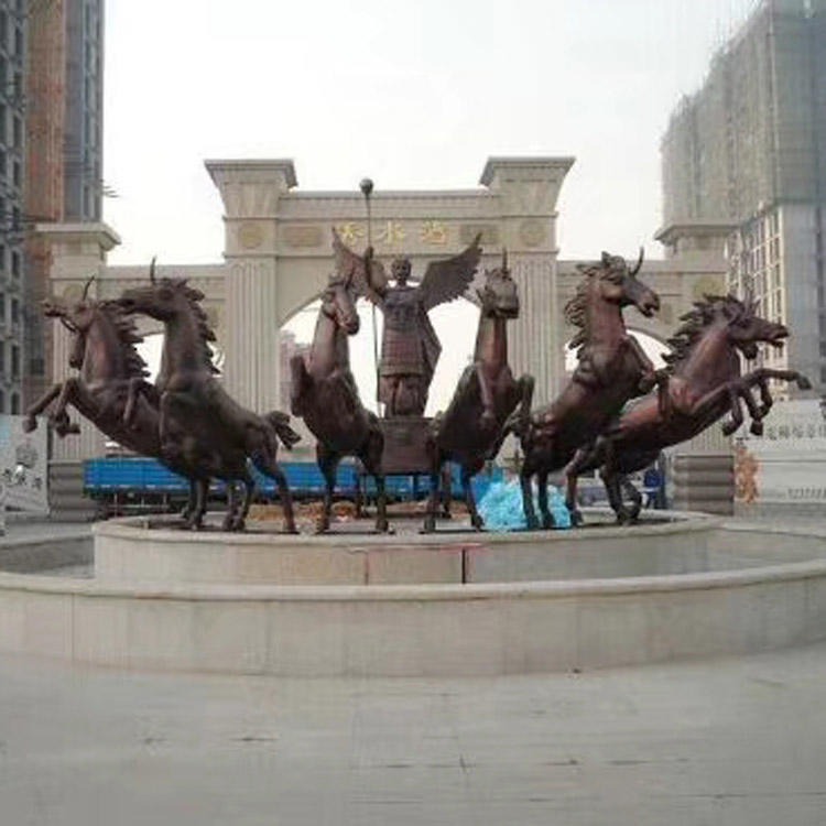 佰盛厂家定做 太阳神阿拉伯战车雕塑 欧式马拉车雕塑 战马战车雕塑 西方人物雕塑 铸铜材质雕塑图片