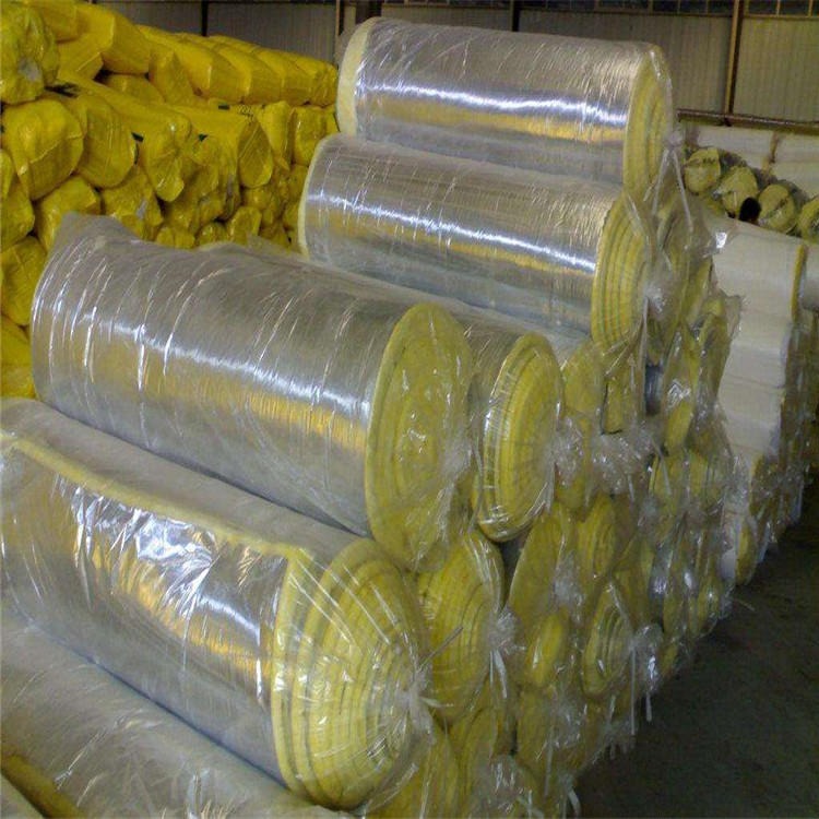 单面铝箔玻璃棉卷毡 100厚夹筋铝箔离心玻璃棉生产厂家