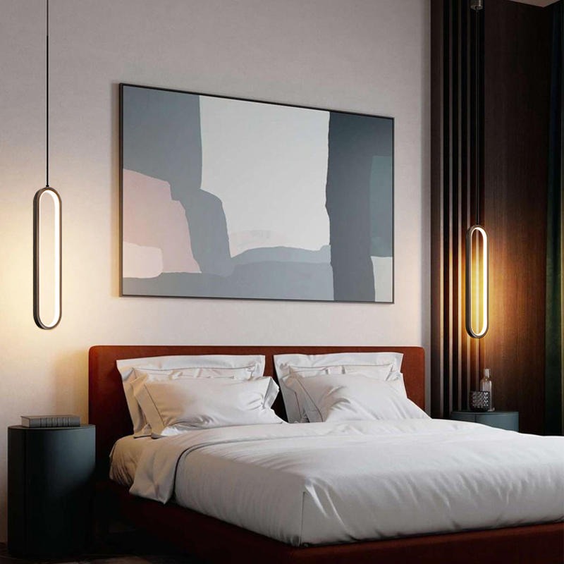 北欧极简卧室床头吊灯 现代简约创意艺术灯具 沙发边网红轻奢小吊灯图片