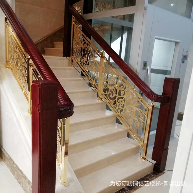 新曼 广州铜艺酒店楼梯扶手 尺寸显得奢雅优美