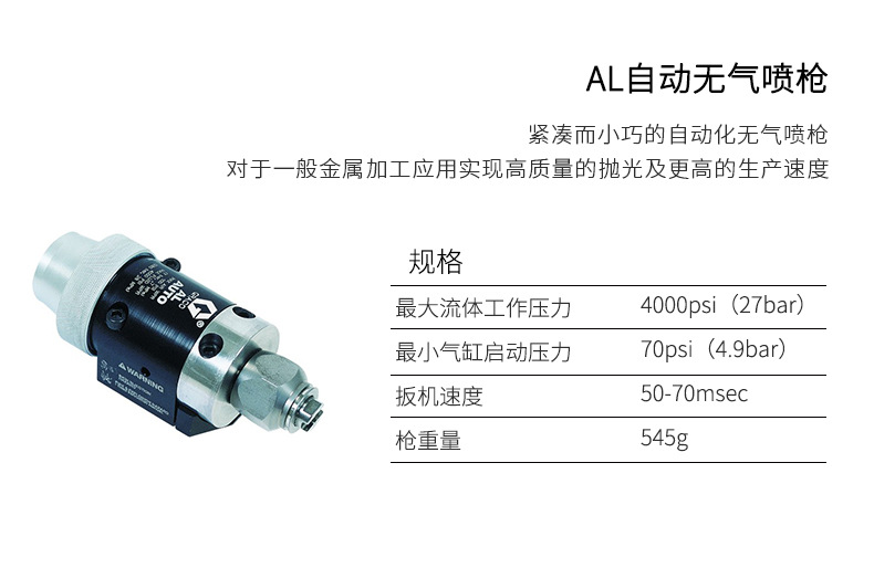 美国GRACO/固瑞克AL自动喷枪288048金属喷涂自动线高压无气喷枪示例图2