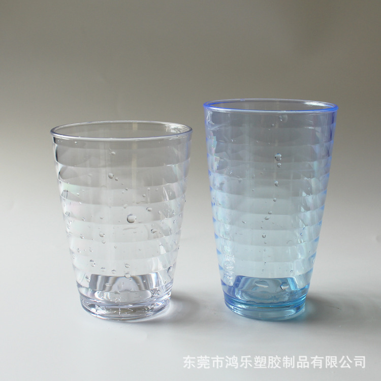 厂家直销12oz塑料杯AS透明螺纹塑胶杯亚克力果汁饮料杯创意广告杯示例图11