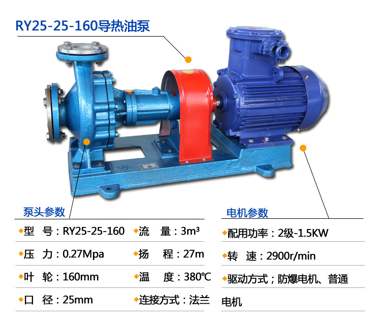 厂家供应 防爆型风冷导热油泵 卧式小型RY25-25-160导热循环油泵示例图4