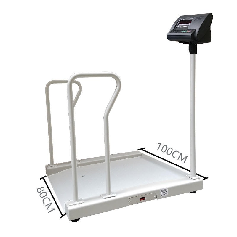 医院用来称体重电子秤 500公斤轮椅称 300公斤带扶手电子秤 碳钢材质透析体重称图片