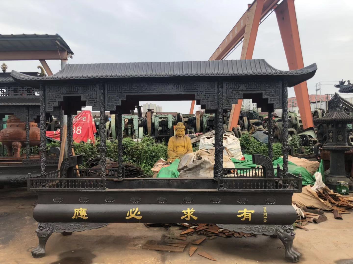 温州慈宏生产厂家批发寺庙铜香炉 长方形八龙柱二层香炉 长方形四龙柱香炉