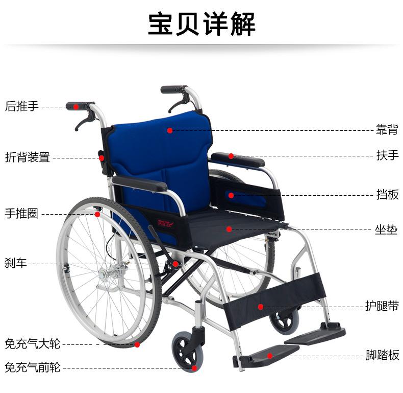 日本MIKI 三贵轮椅车 LS-2 折叠轻便 家用老人残疾人手推代步车示例图3