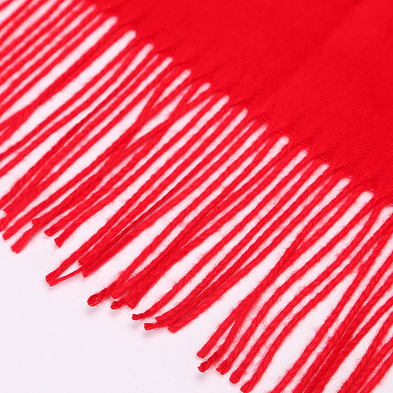 厂家直销双面绒羊绒围巾开业活动年会聚会中国红围巾定制刺绣logo示例图21