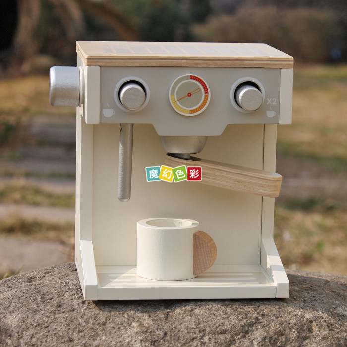 儿童过家家咖啡机套装角色扮演厨房玩具  木制仿真厨房咖啡机配件示例图2