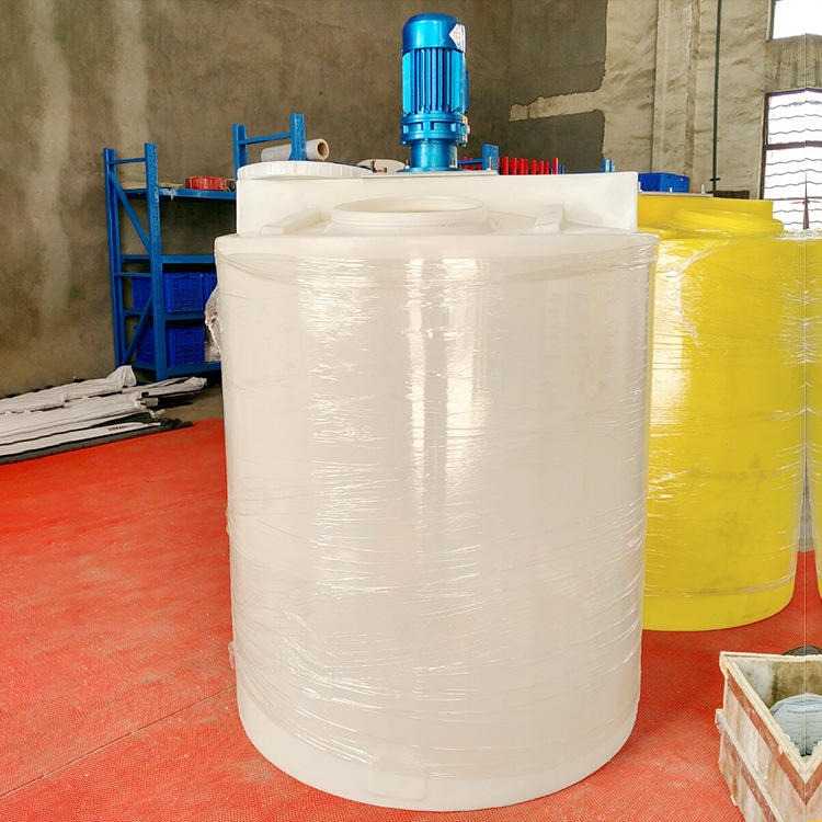 PFS絮凝剂加药罐  诺顺2吨PE加药箱2000升塑料搅拌桶装1.1KW搅拌机