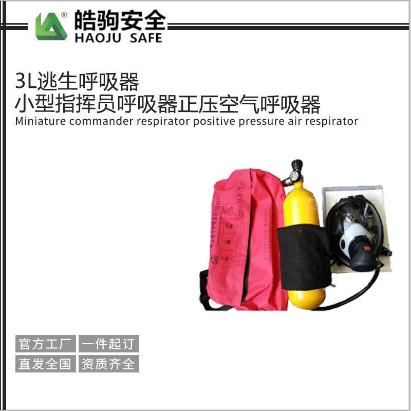 上海皓驹3L逃生呼吸器 小型指挥员呼吸器正压空气呼吸器碳 纤维瓶呼吸器