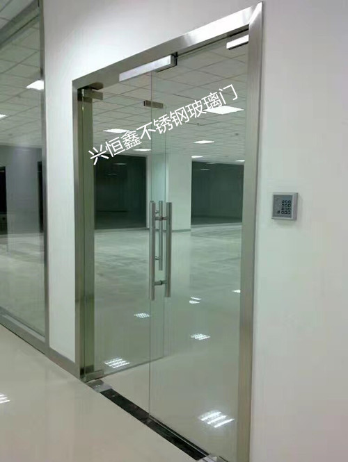 深圳玻璃门办公室商场店铺玻璃门黑钛金玻璃门