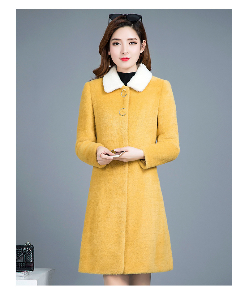 18新款毛呢大衣女韩版纯色羊毛大衣保暖修身长款大衣女一件代发示例图2