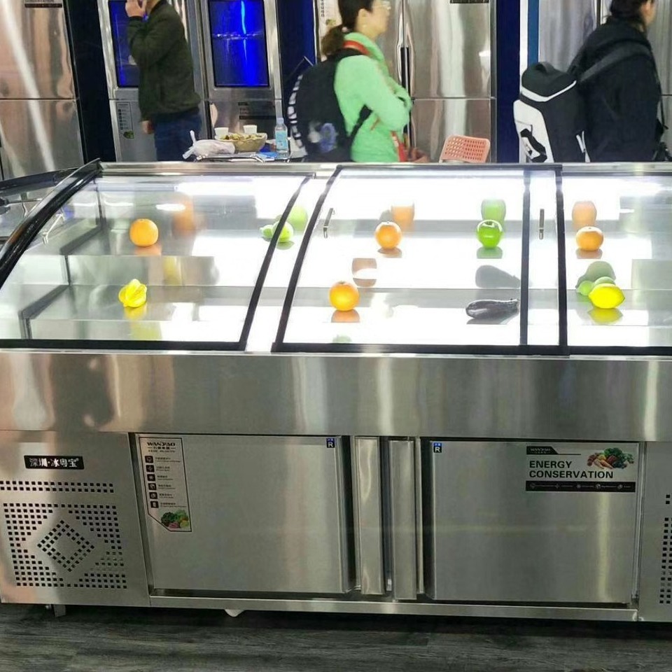 未来雪BKS-BT-27厂家直销水果捞展示柜 鲜切水果保鲜柜 圆弧玻璃水果冷藏柜  水果捞保鲜柜 玻璃门冰台