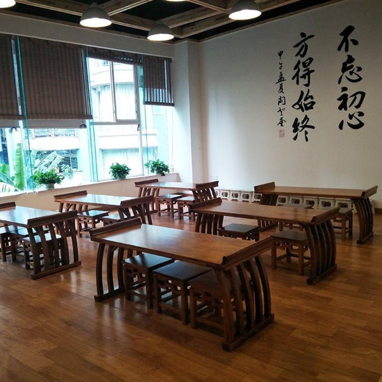 沧州儿童书法桌厂家 廊坊幼儿园私塾实木课桌椅图片