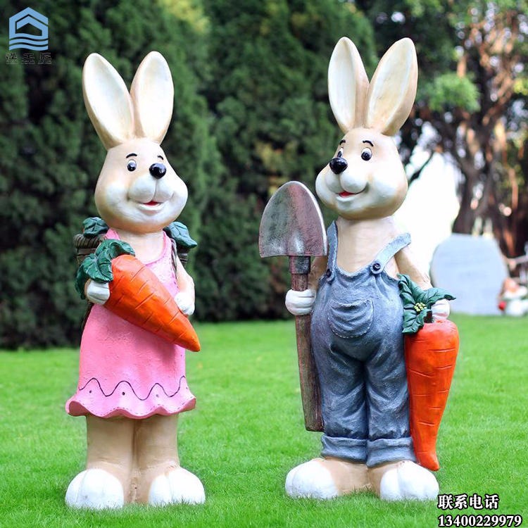 玻璃钢雕塑 动物雕塑 可爱兔子雕塑 公园摆件 怪工匠
