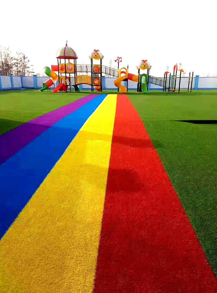 仿真草坪人造草 假草坪地毯 幼儿园彩色草皮人工塑料假草绿色户外示例图8