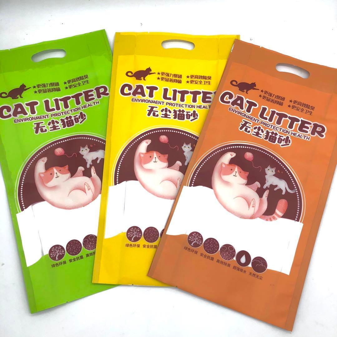 众志塑业 批发猫砂包装袋 5斤猫砂袋子 四边封塑料手提袋 彩印袋子定制
