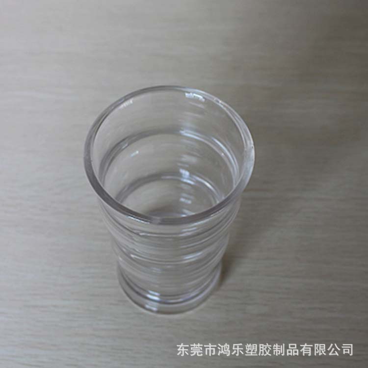 东莞鸿乐塑料杯AS透明果汁奶茶杯厂家现货直销420ml螺纹塑胶杯示例图4