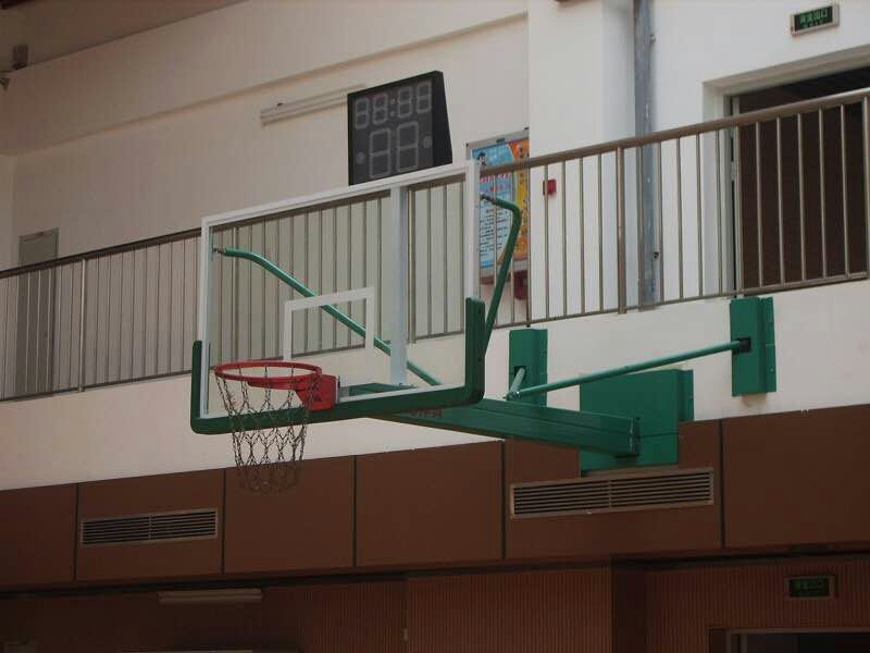 哈密晶康牌配透明钢化玻璃篮板固定式篮球架高度标准图片
