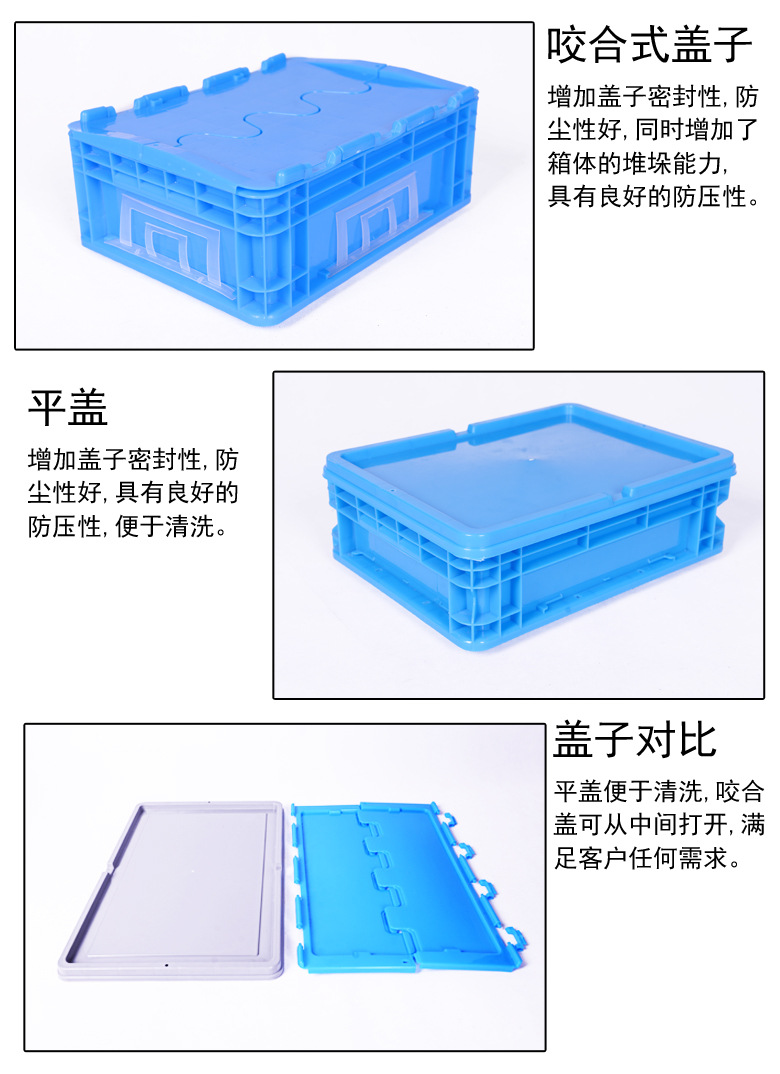 厂家直供塑料箱欧标EU箱 新料可堆叠eu物流箱 带盖蓝色周转箱包邮示例图13