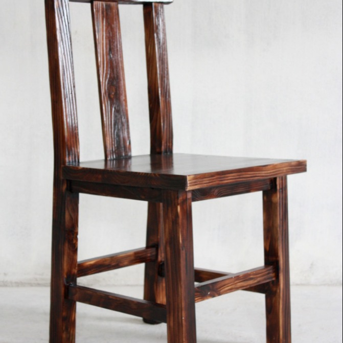 东莞迪佳家具促销仿腐碳化木椅子松木实木餐椅大排档木椅子
