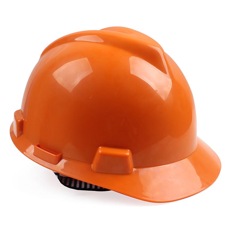梅思安10146454橙色PE标准帽壳一指键PVC 帽衬D型下颌带安全帽