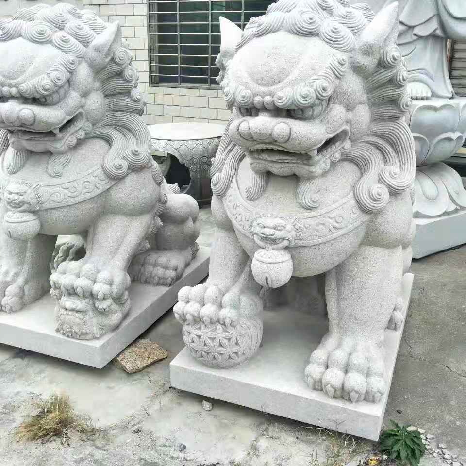 石狮子雕塑厂家 晚霞红石狮子 富祥 石狮子雕塑厂家推荐 石狮子石雕