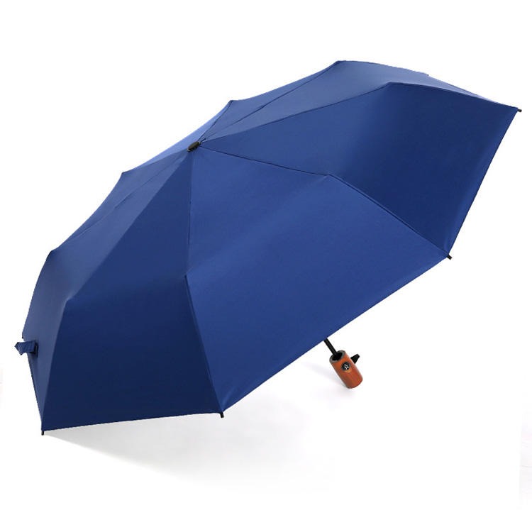 简约防风半自动实木手柄复古三折雨伞logo免费设计图片