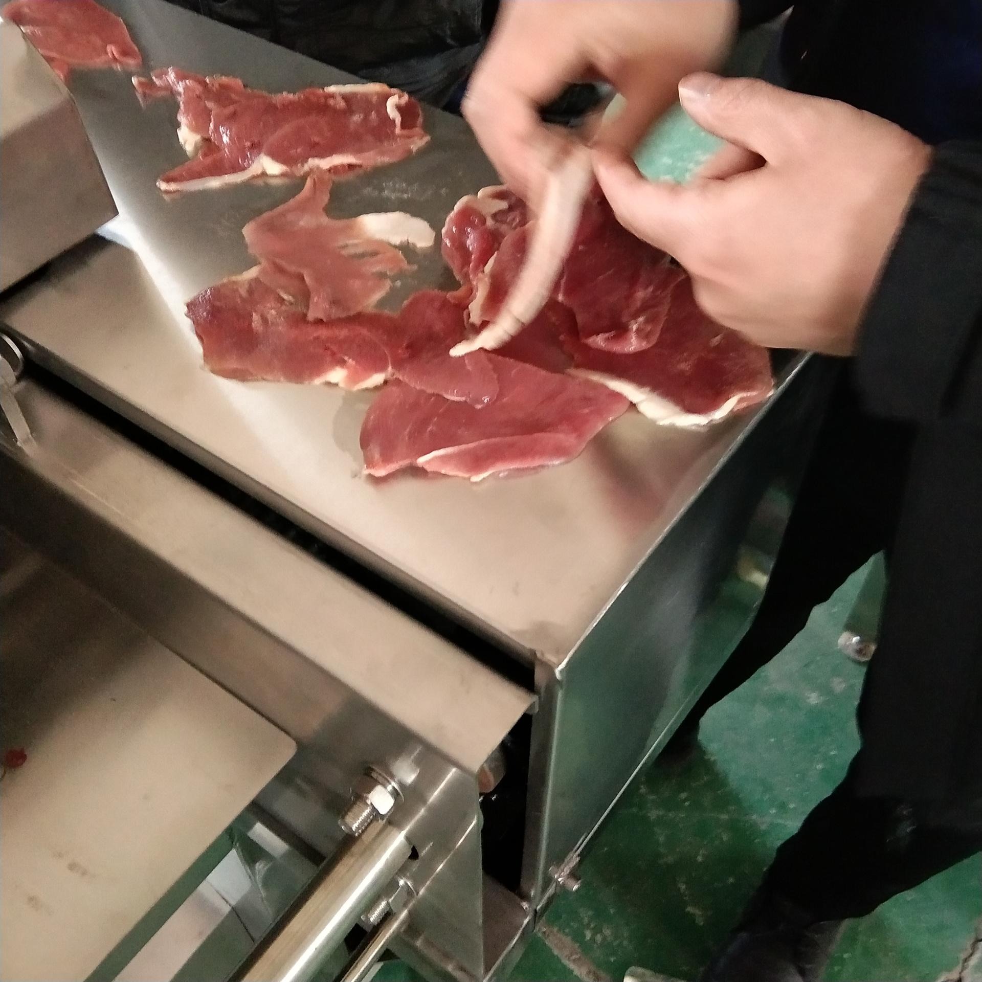 义康牌 连续式肥羊肉切片机  全自动肥牛肉切片机 水平式鱼肉片切片机 厚薄可调