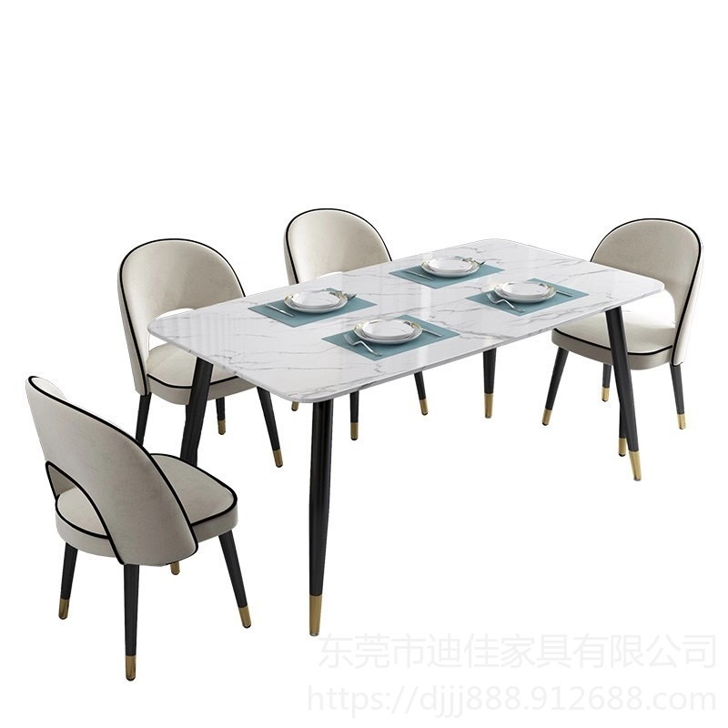 广州仿人造大理石桌 岩板大理石餐桌 餐厅大理石桌 家用时尚长方形餐桌 别墅餐桌椅