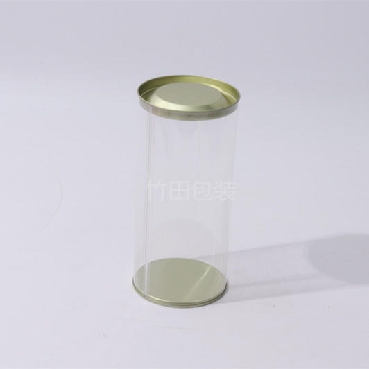 青岛工厂 批发定制 环保金属马口铁盖塑料圆筒 环保无毒pvc透明塑料筒