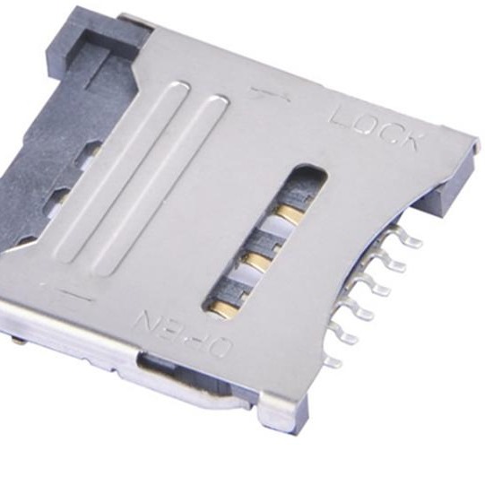 6Pin掀盖式SIM卡座 H1.75MICRO SIM卡槽 -卡座连接器图片